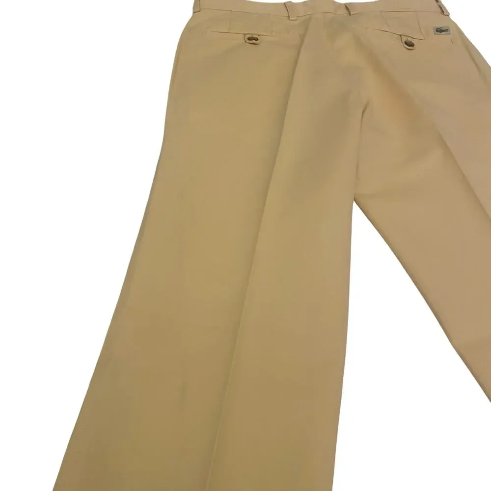 Lacoste Pants Men's Chino Flat Front Size 40 Yellow Regular Fit Made in Peru
